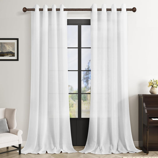 Elegant White Curtains 90 Inches Long for Living Room Decor