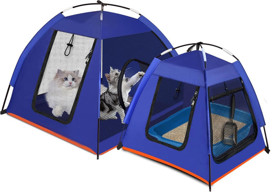 Double Pack Portable Cat Playpen - Separate Areas for Cat Fun!