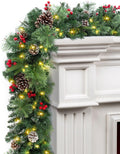 TigeJoy 9FT Prelit Christmas Garland with 100 LED Timer Lights - Snow