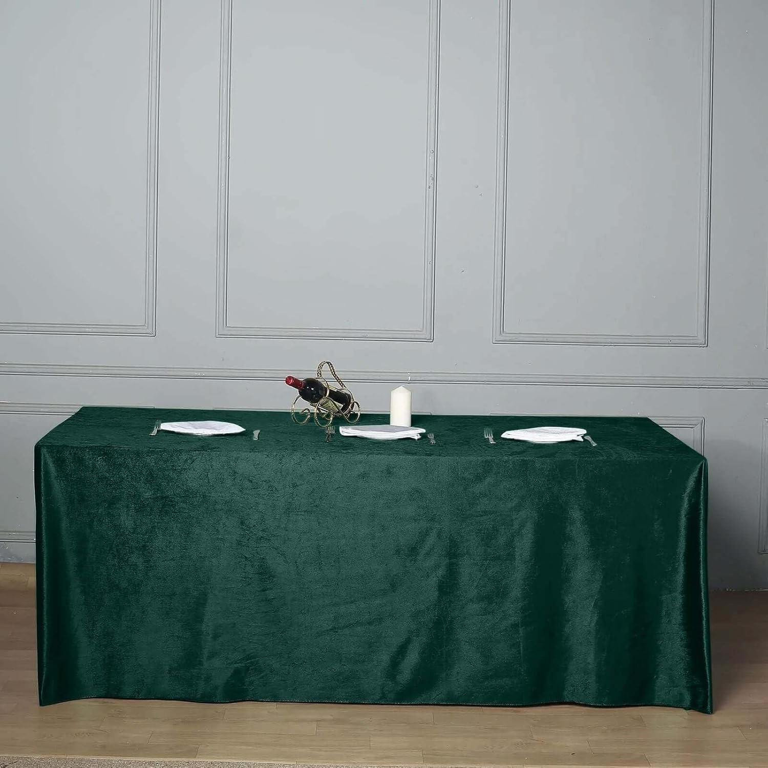 Premium Velvet Hunter Green Rectangle Tablecloth for Events