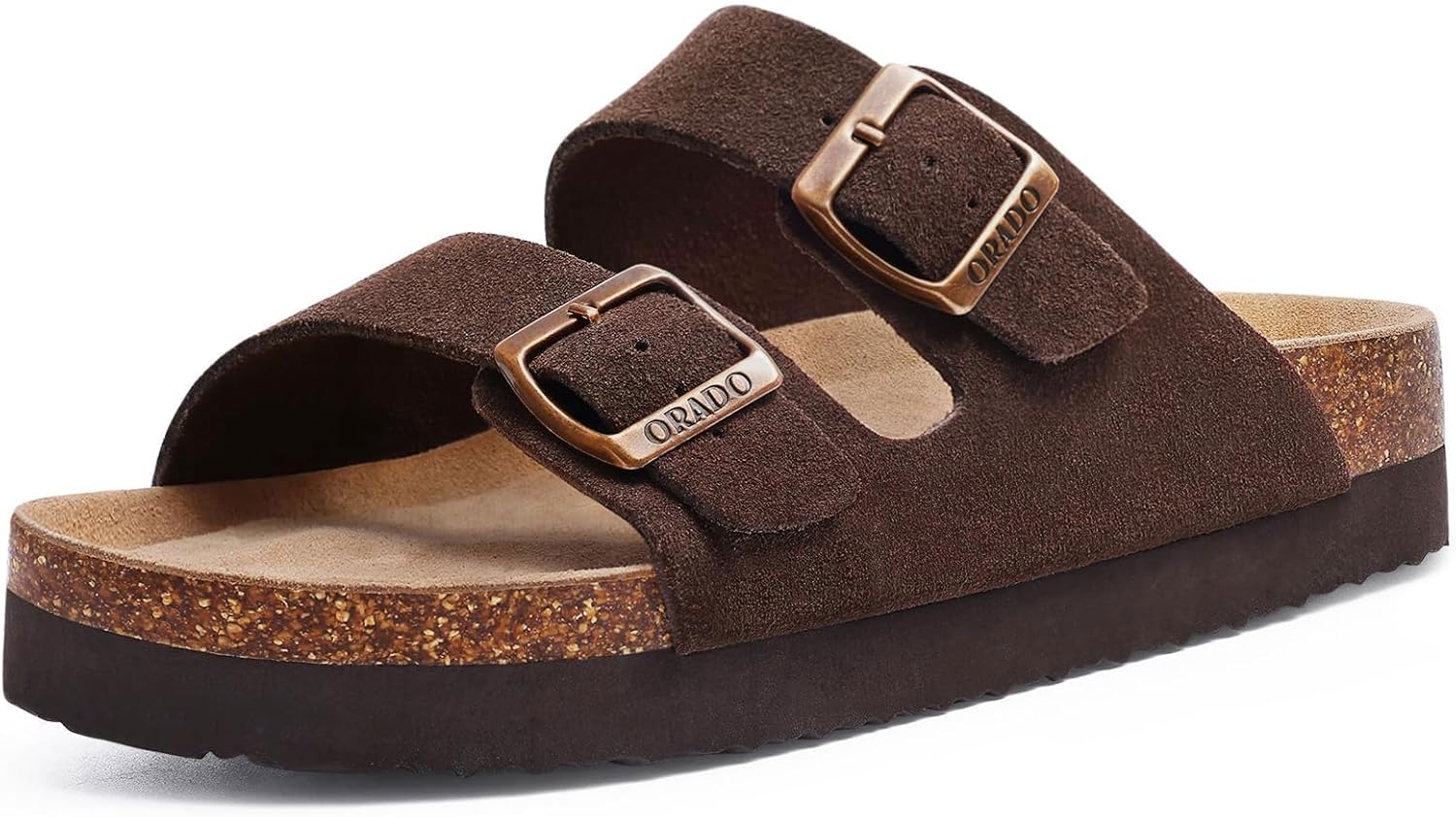 Platform Suede Sandals for Women with Soft Cork Footbed