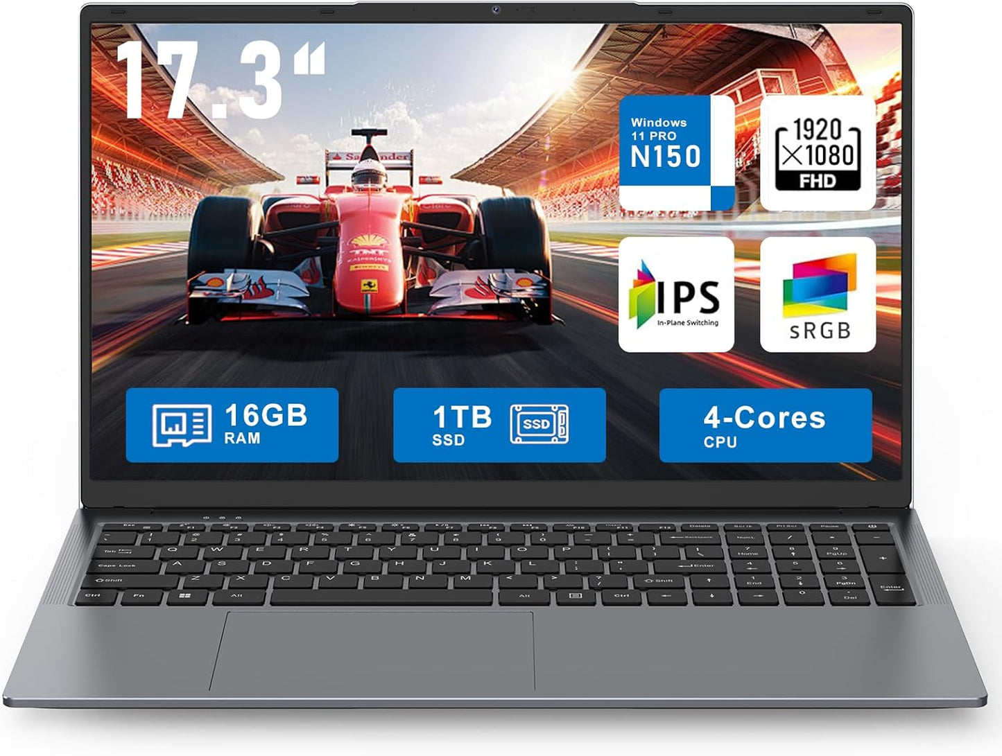 2025 Gaming Laptop with 17.3 Inch FHD Display and 16GB RAM
