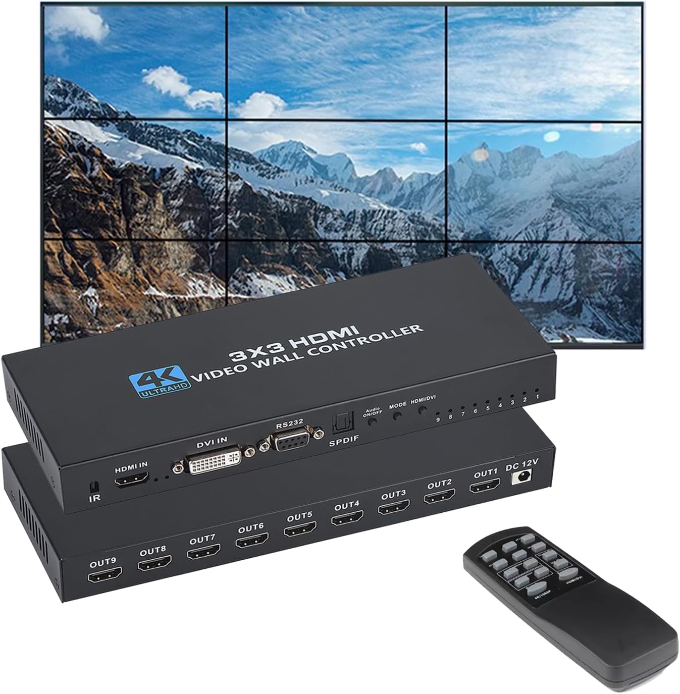 3x3 Video Wall Controller for Stunning 4K Multi-Screen Displays