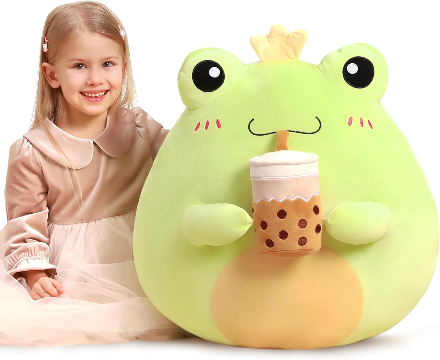Original 21.5-inch Jumbo Frog Plush Pillow for Kids and Adults