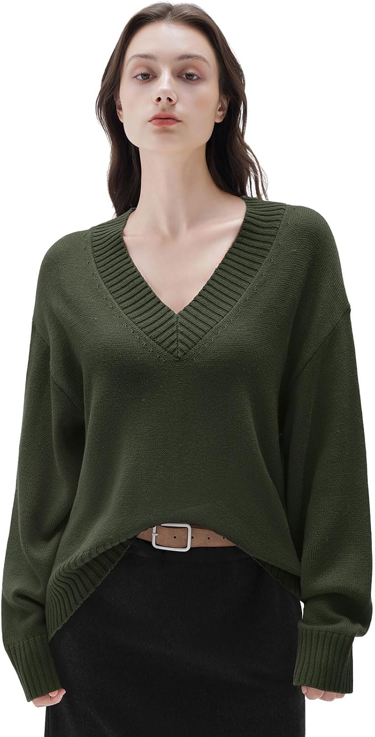 Cashmere Oversized V Neck Pullover Sweaters for Women