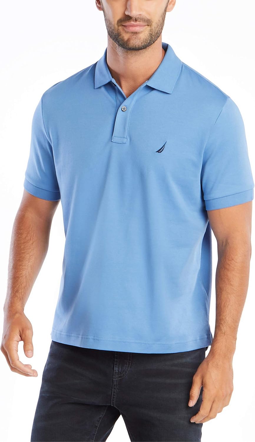 Nautica Mens Classic Fit Short Sleeve Solid Soft Cotton Polo Shirt
