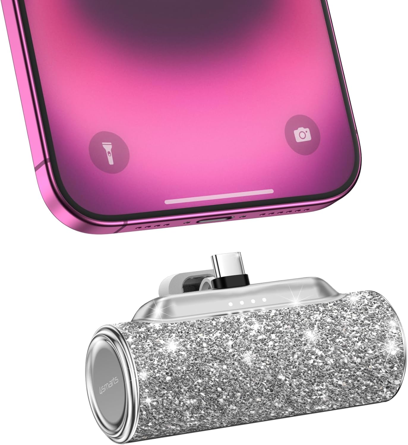 Mini Portable Charger USB C 4500mAh Bling Glitter Power Bank