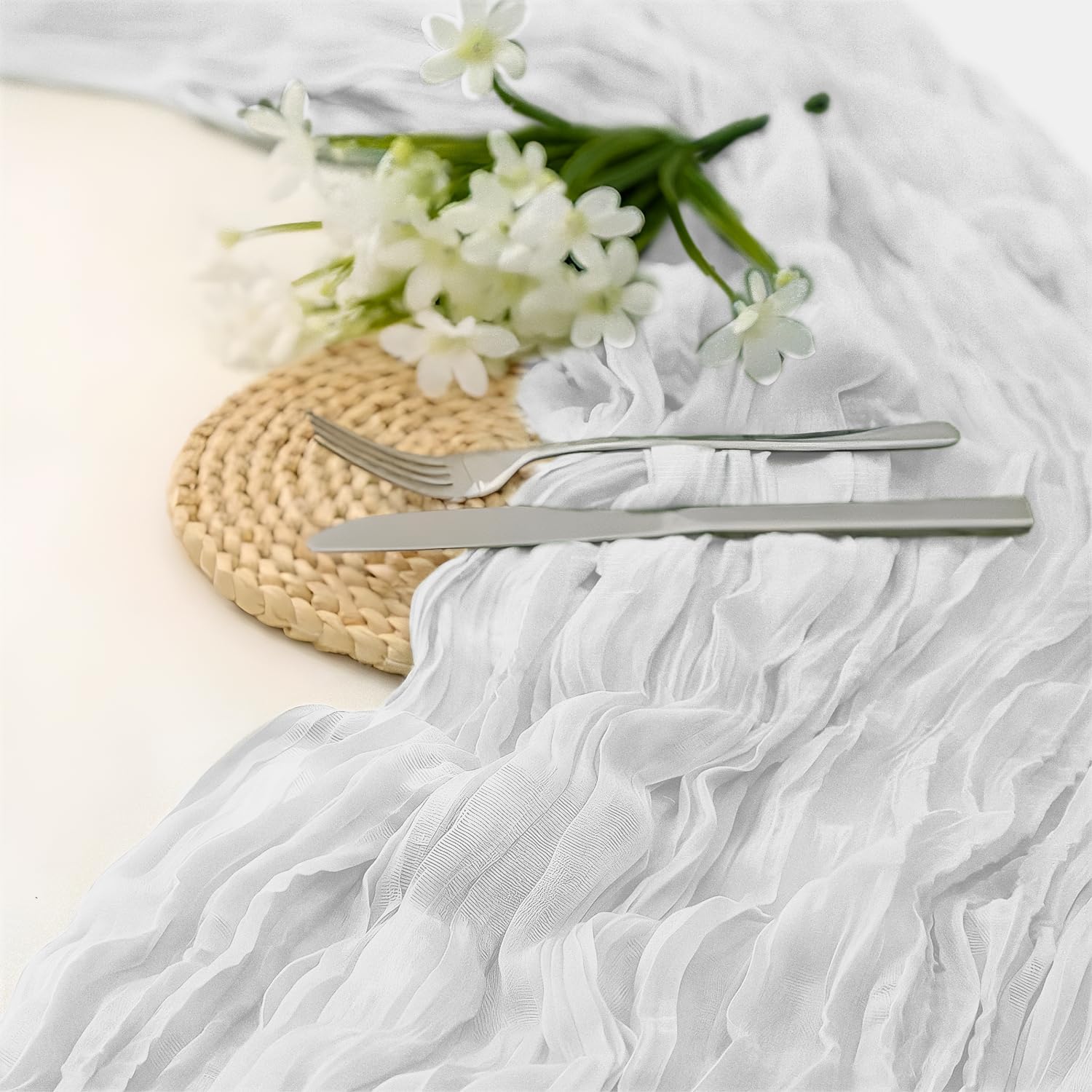 10 Ft Cheesecloth Table Runner Set for Elegant Table Decor