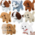 8 Pcs Small Electric Plush Dog Set - Walking, Barking Mini Puppies