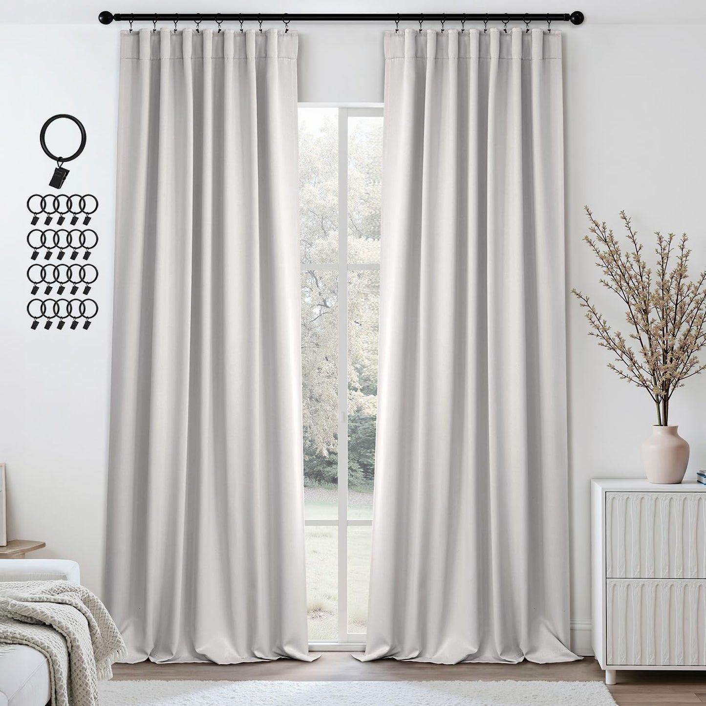 ANRODUO Back Tab Blackout Curtains for Bedroom and Living Room