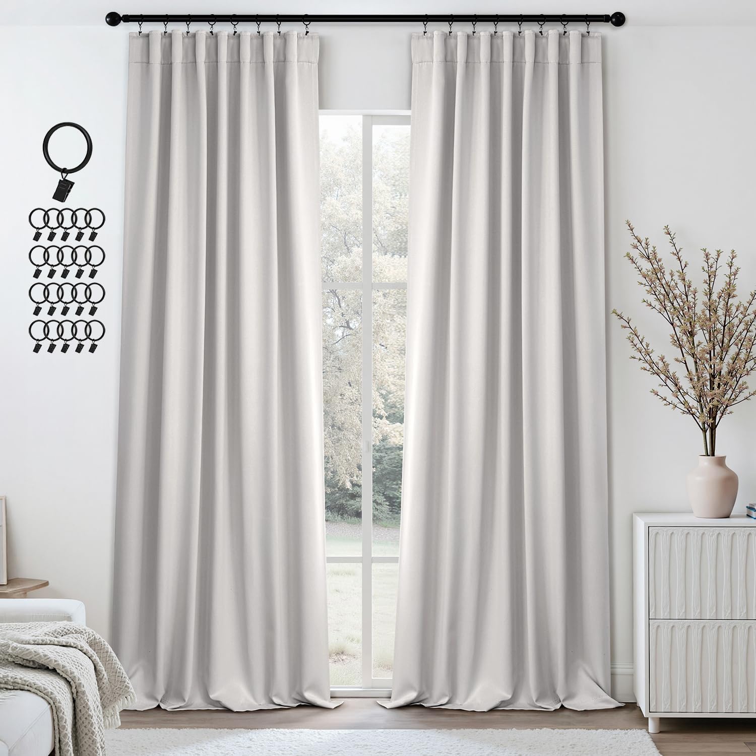 ANRODUO Back Tab Blackout Curtains for Bedroom and Living Room