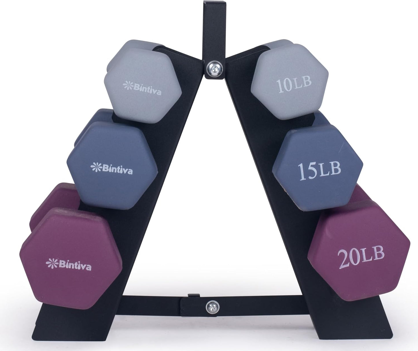 Dumbbell Set with Rack - Neoprene Coated Weights for Home Gym