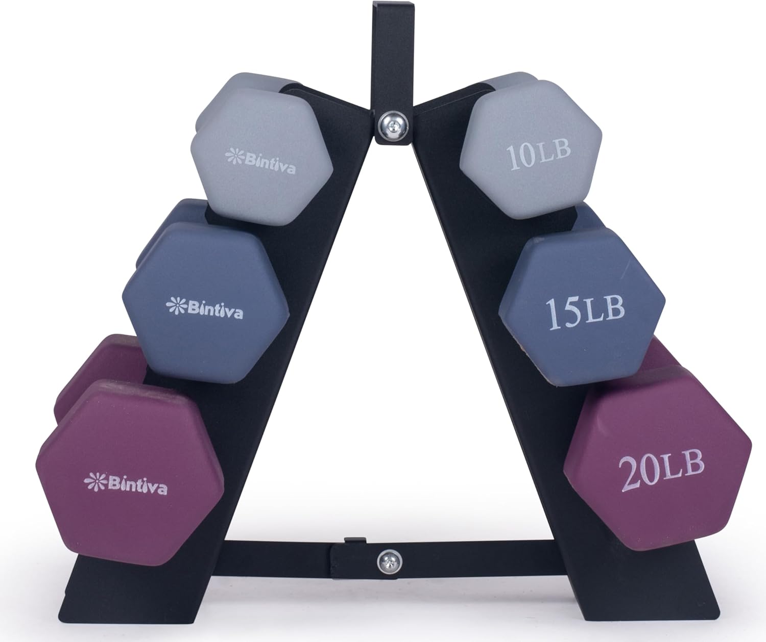 Dumbbell Set with Rack - Neoprene Coated Weights for Home Gym