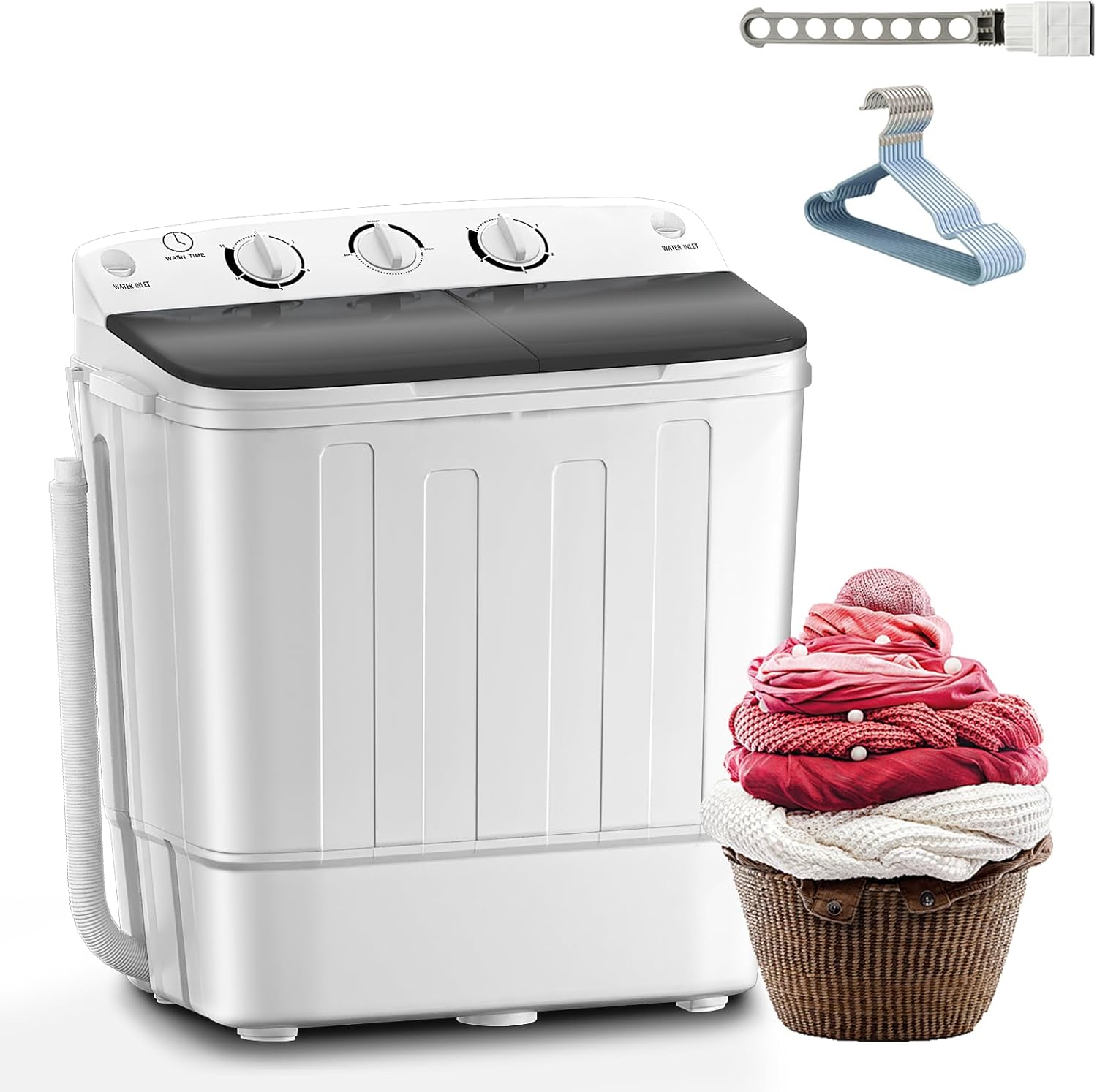 Compact Twin Tub Washer Spinner Combo by Erivess - 18lbs Capacity