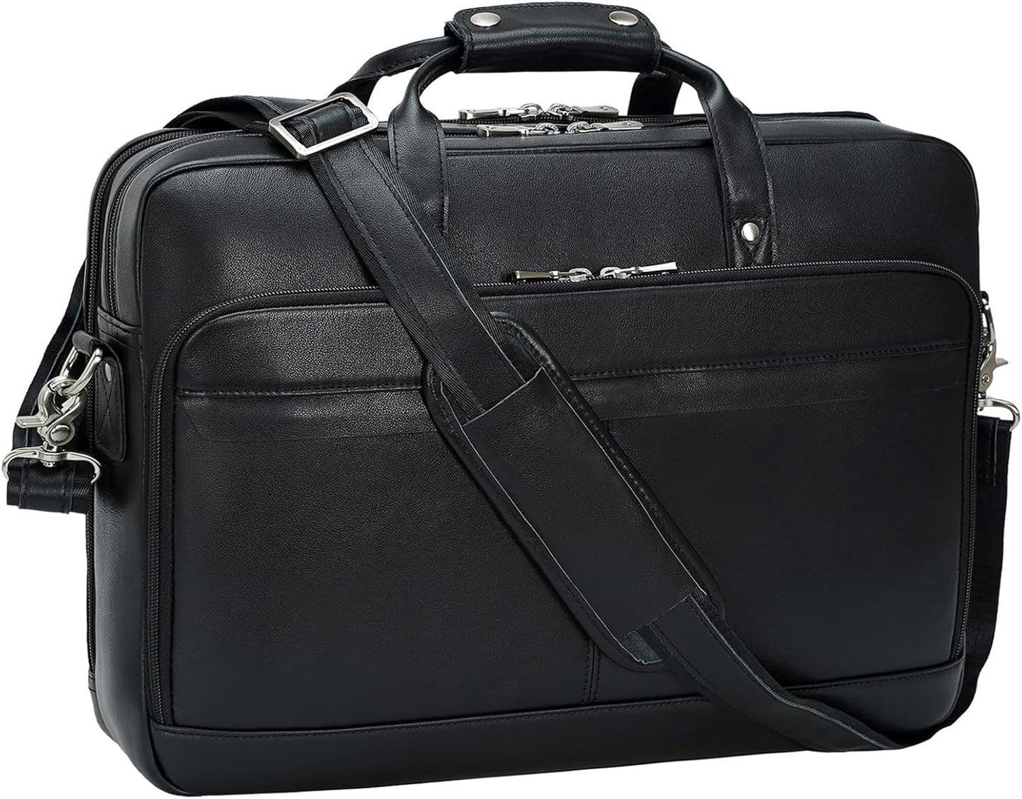 Leather Briefcase for Men 17 Inch Laptop Crossbody Bag