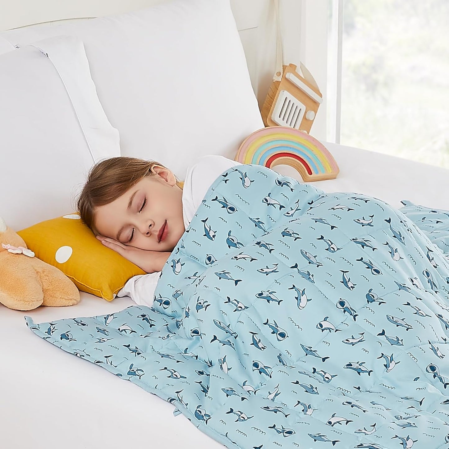 HOSUKKO Weighted Blanket - 7 lbs Blue Shark Heavy Blanket