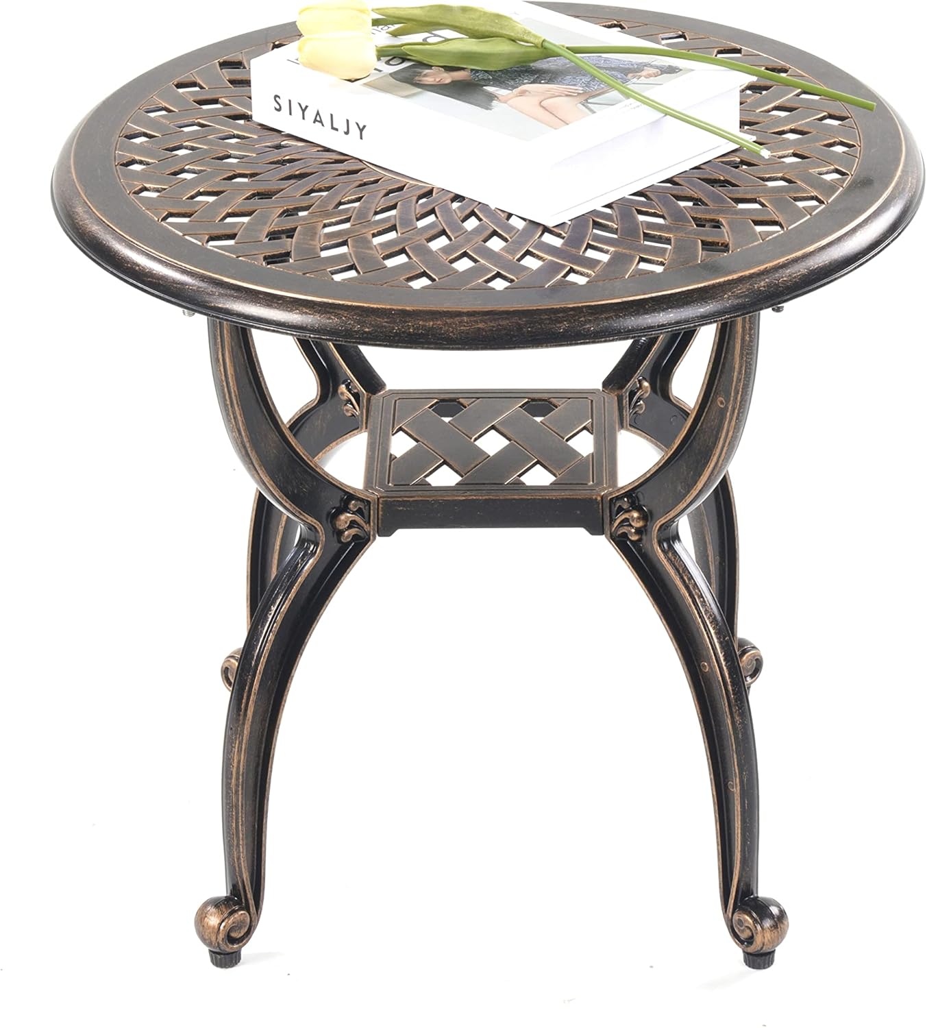 Mandolin Outdoor Patio Side Table - Rust Resistant Aluminum Design