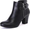 Womens Ankle Boots Chunky Heeled Booties - Comfortable Low Mid Heel