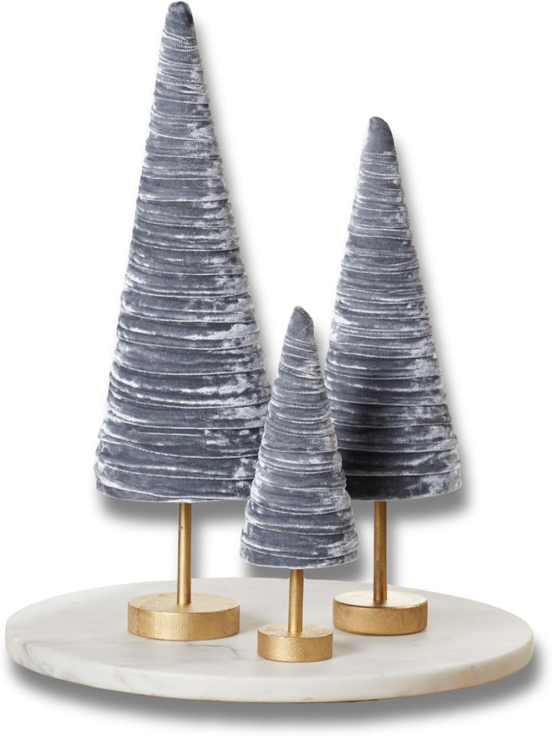 Elegant Silver Velvet Pedestals Set of 3 for Home Decor