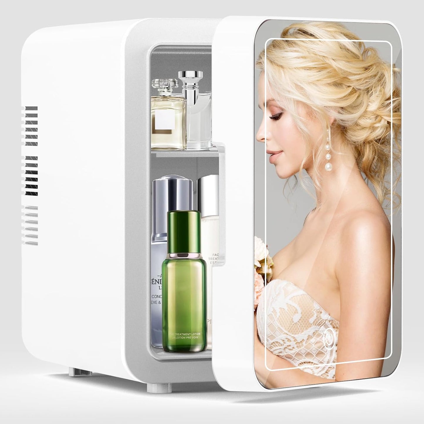 Skincare Fridge with LED Mirror - Portable Mini Refrigerator
