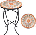 Mosaic Side Table 21 in Round End Table with 14 in Tile Top - Patio