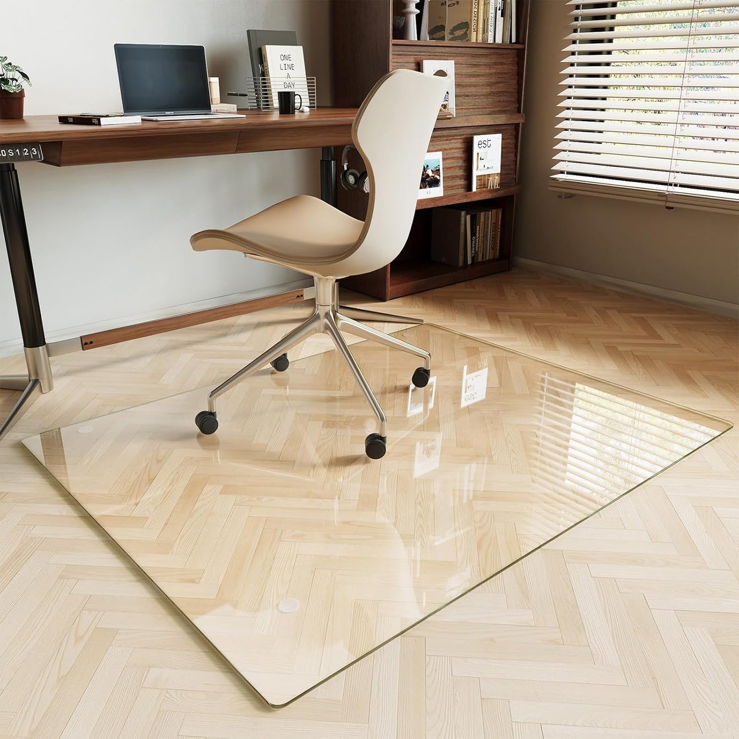 Koonmi Tempered Glass Chair Mat for Hardwood Floors & Carpets