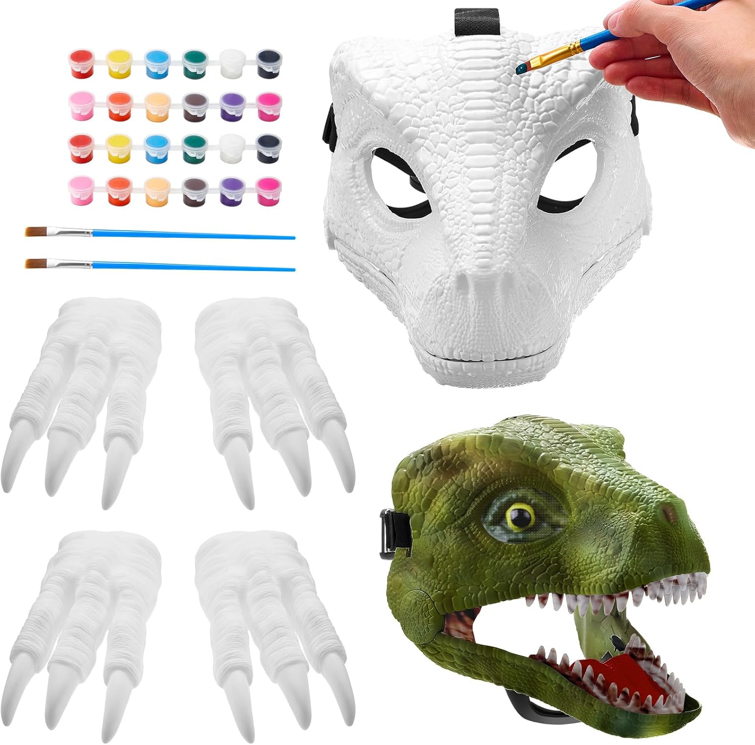 Hard Plastic Dinosaur Mask with Claws for Creative DIY Fun