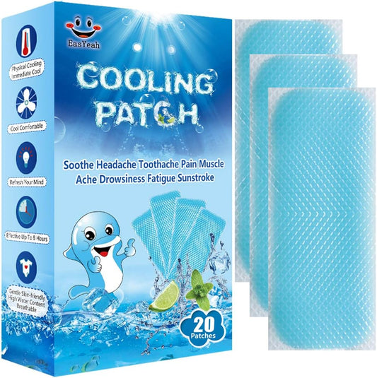 20 Sheets Fever Cooling Patches, Instant Relief, EASYEAH