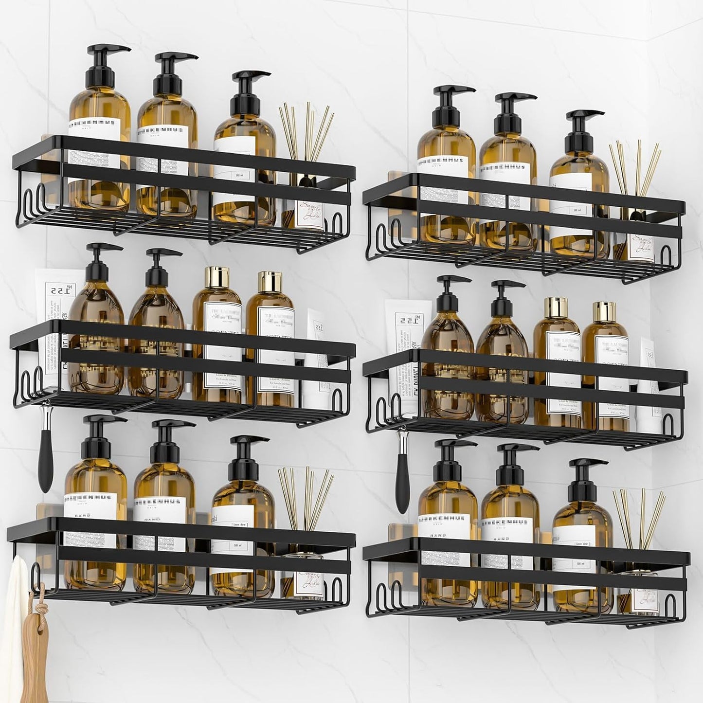 WOWBOX Shower Caddies 6 Pack - No Drilling Bathroom Organizers
