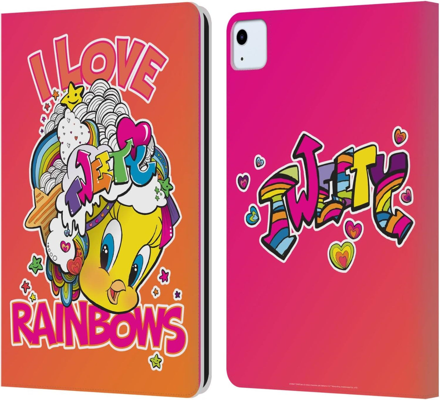 Looney Tunes I Love Rainbow Patterns Leather Wallet Case for iPad
