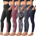 Sundwudu 5 Pack Leggings with Pockets - High Waist Tummy Control