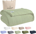 Queen Size 8-Layer Cotton Muslin Blanket Seafoam Green - Lightweight