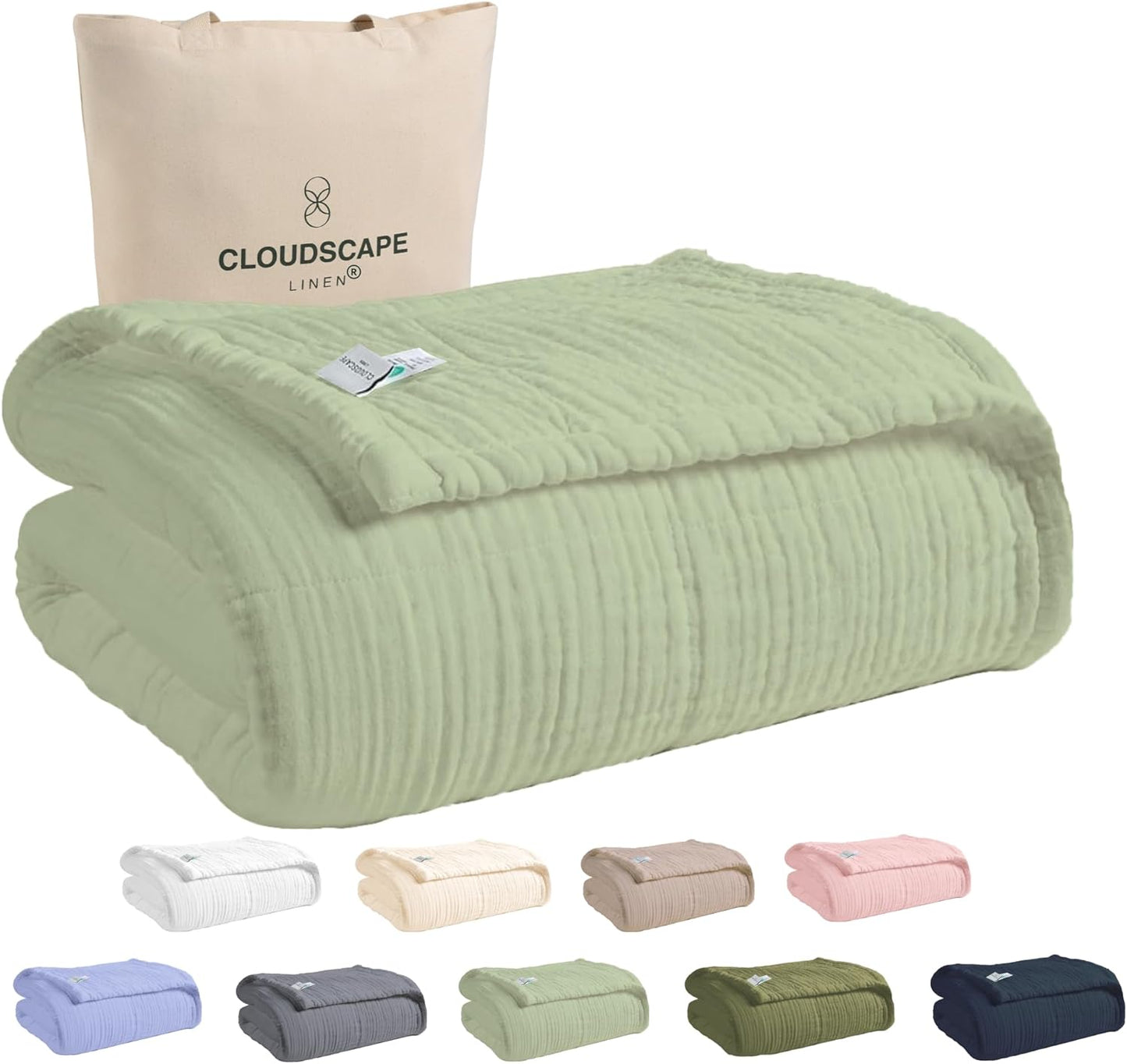 Cloud Scape Linen 100% Cotton Muslin Blanket Queen Size