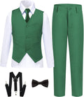 Boy's 6 Piece Slim Fit Formal Suit Set with Vest and Bow - Stylish Fit