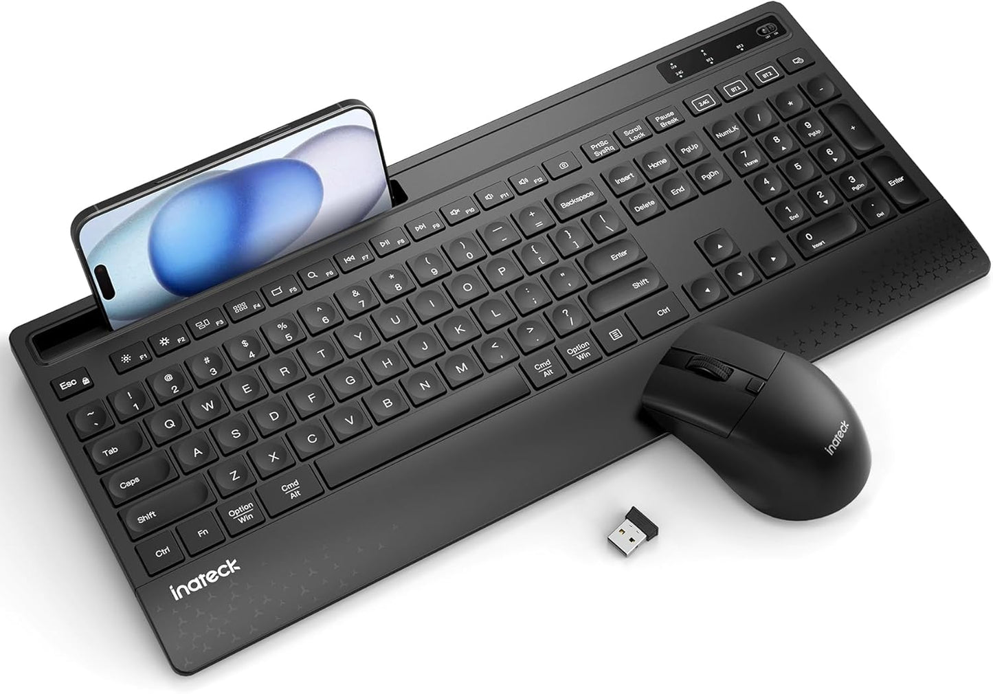 Inateck Full-Size Wireless Keyboard & Mouse Combo: Silent, Ergonomic, Versatile