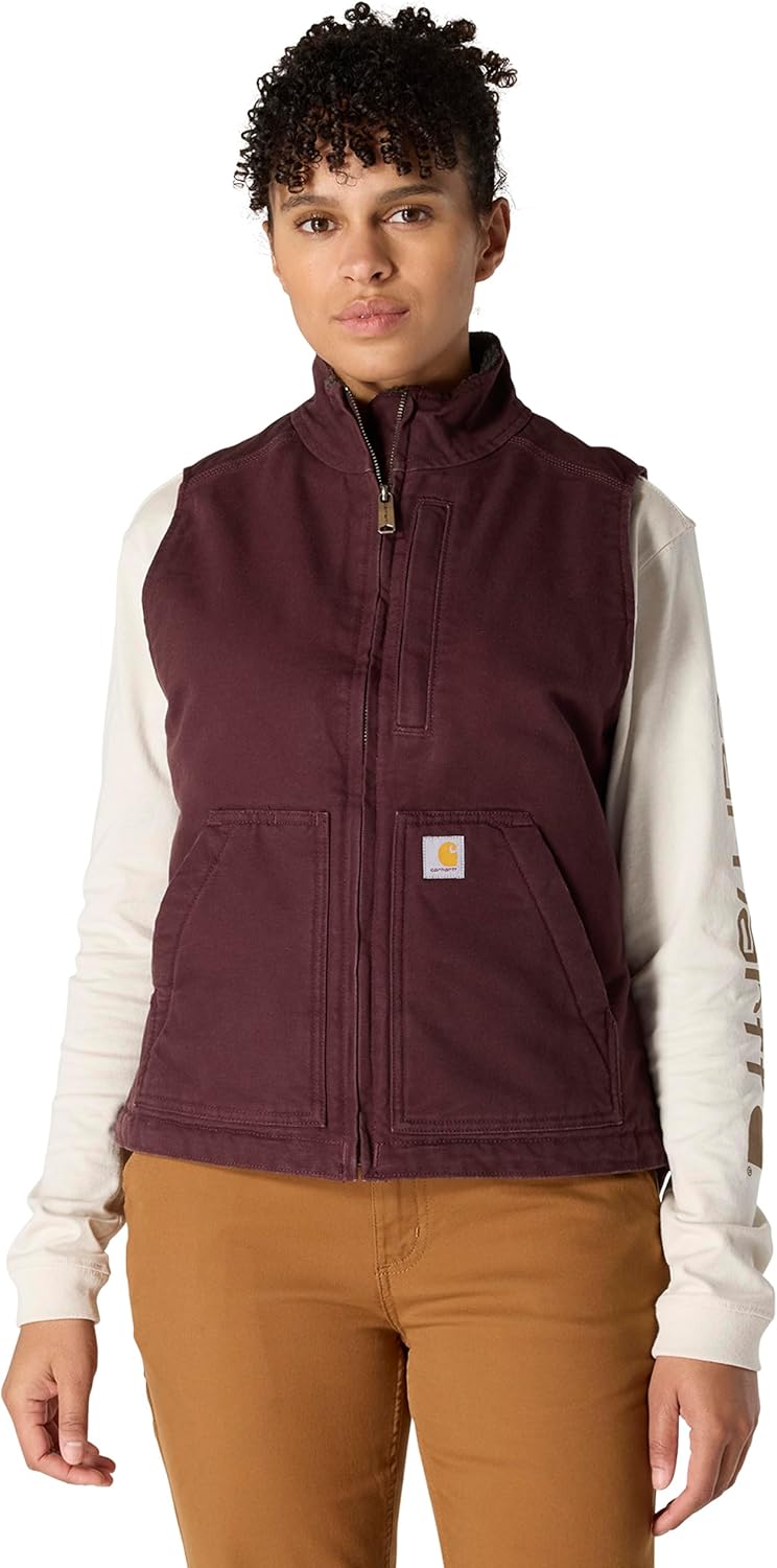 Carhartt Women's Washed Duck Mock Neck Vest - Sherpa Lined