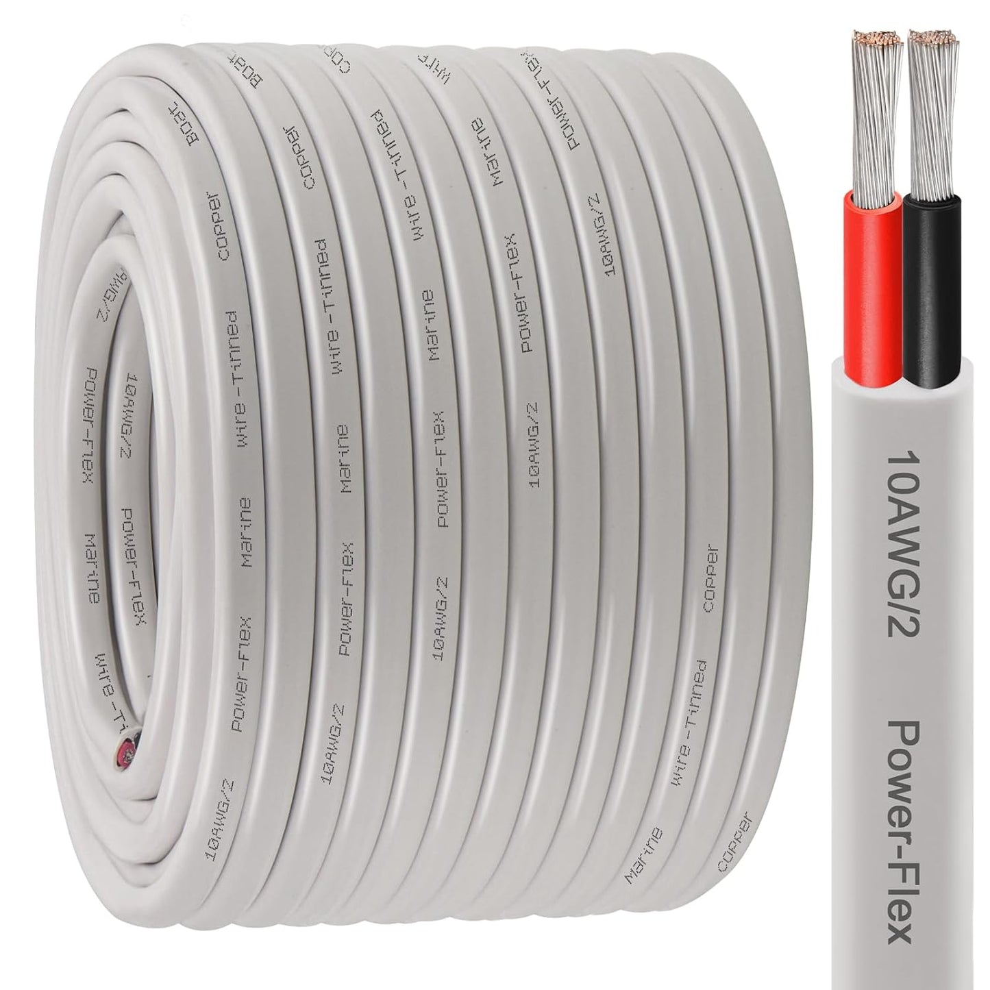 10 Gauge Duplex Marine Wire Tinned Copper Boat Cable for All Uses