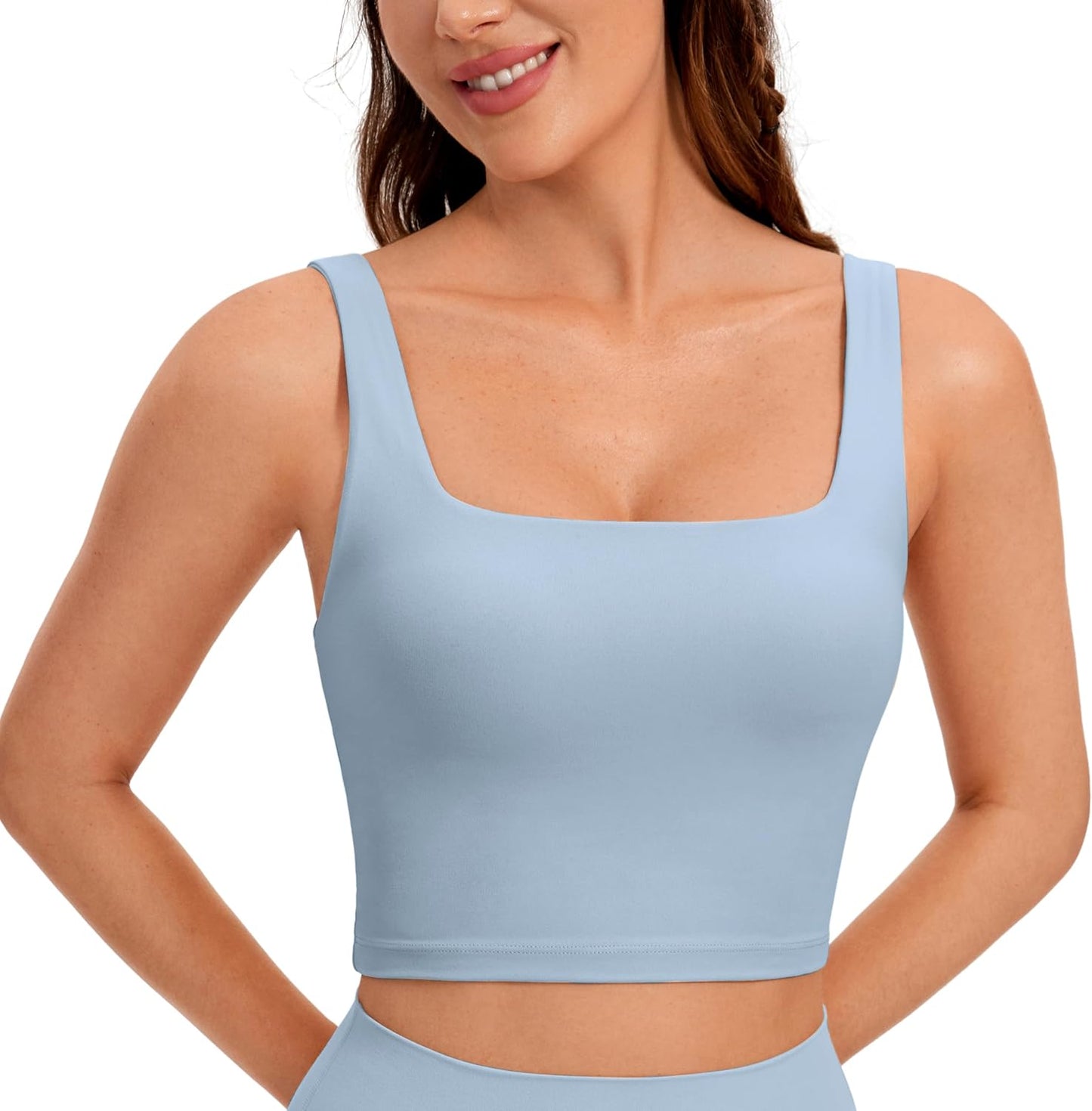 CRZ YOGA Butterluxe Womens Square Neck Longline Sports Bra Review