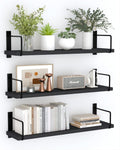 Floating Shelves Set of 3 - Rustic Wood Wall Mounted Storage