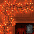 9FT 72 LED Halloween Willow Vine Twig Garland with Timer - Orange