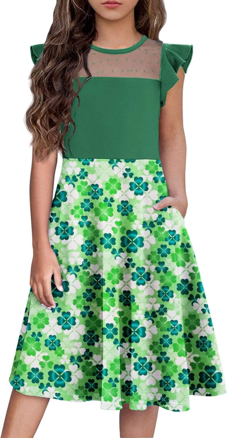 Flypigs Girls Dresses Summer Formal Party Wedding Ruffle Sleeve