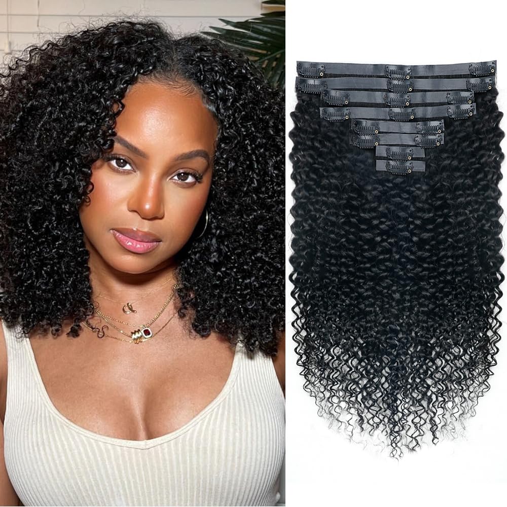 Seamless Kinky Curly Clip In Extensions for Natural Beauty