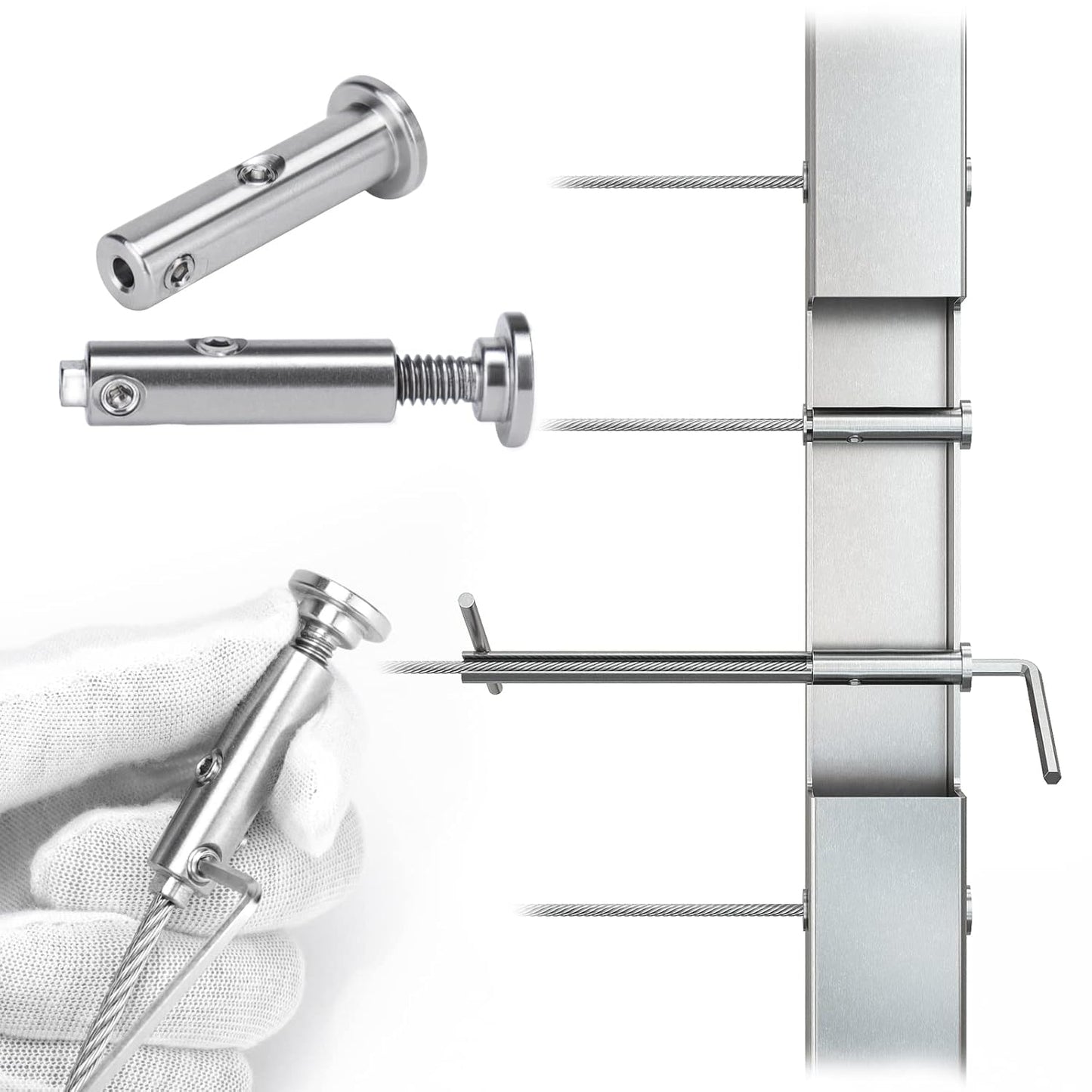 Muzata 20 Pairs Swageless Invisible Cable Railing Kit Hardware