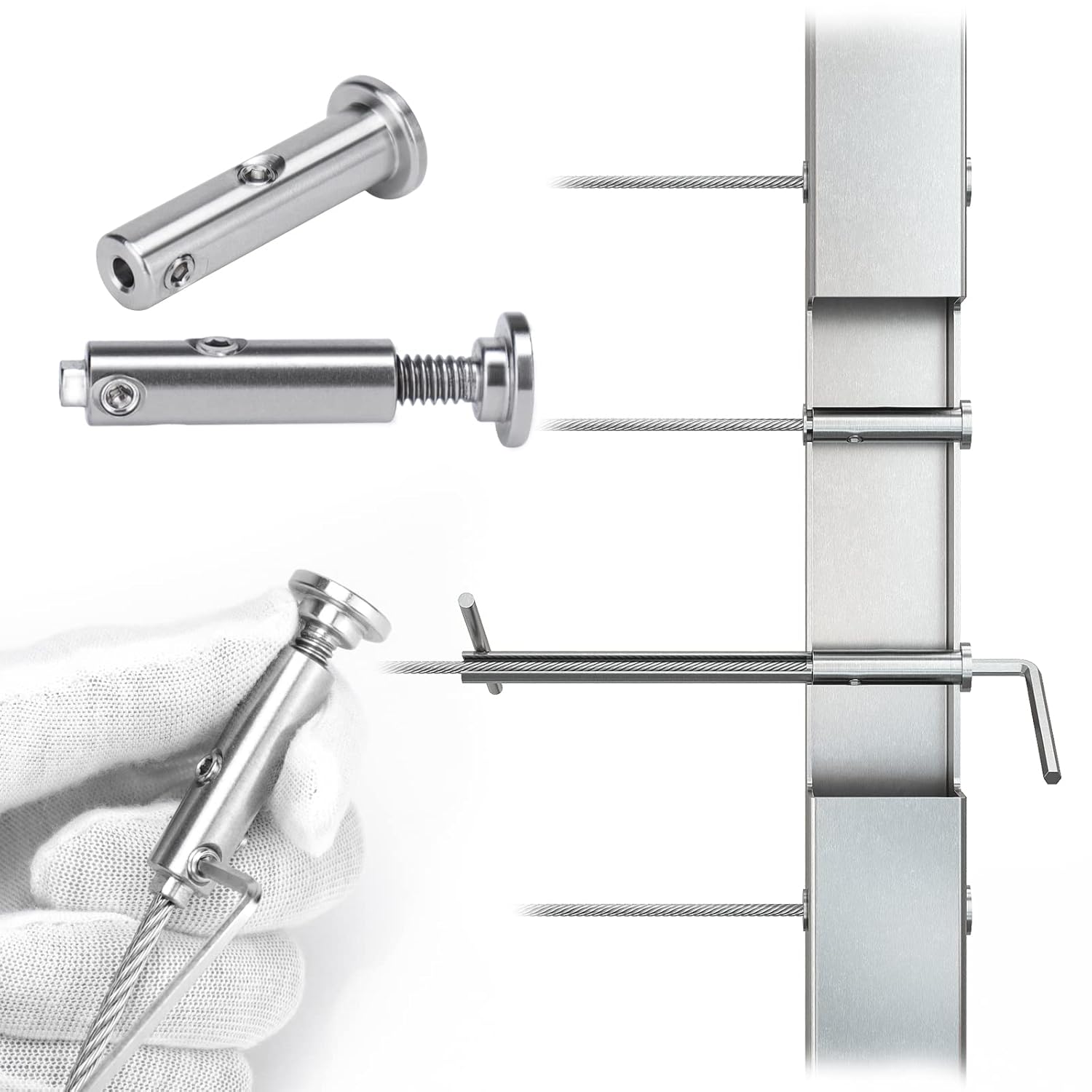 Muzata 20 Pairs Swageless Invisible Cable Railing Kit Hardware