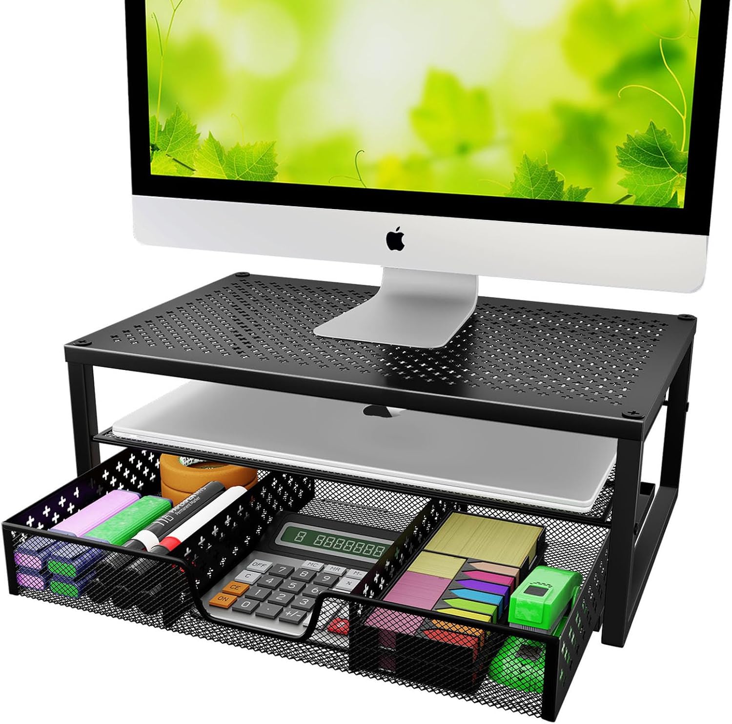 Metal Monitor Stand with Drawer - Organize in Style!