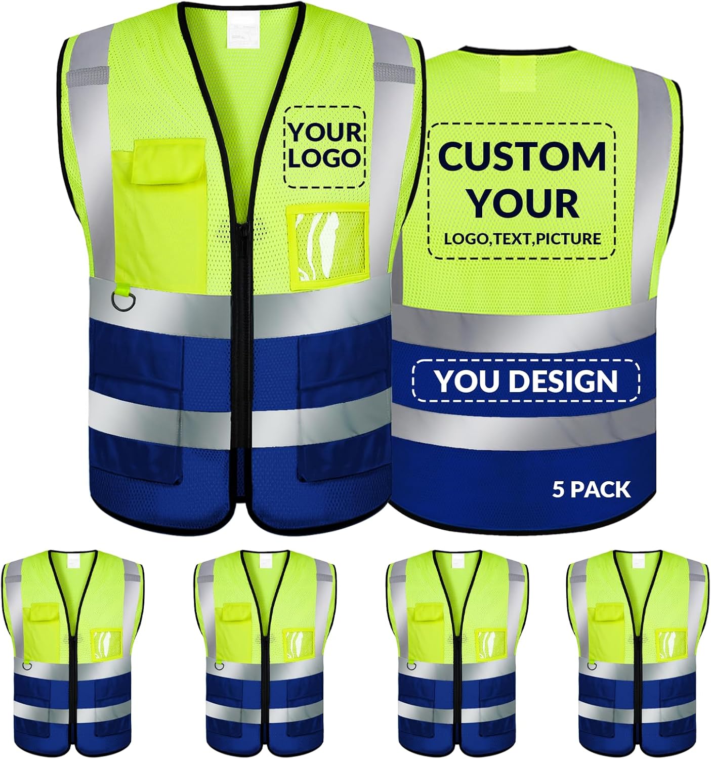 Custom High Visibility Reflective Safety Vest for Outdoor Workwear