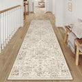 3x12 Washable Neutral Runner Rug Beige Vintage - Soft Low Pile Hallway