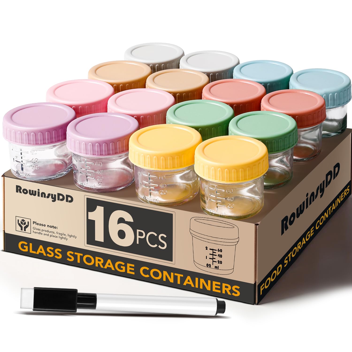 16-Pack 4 oz Leakproof Baby Food Jars - Freezer & Microwave Safe!