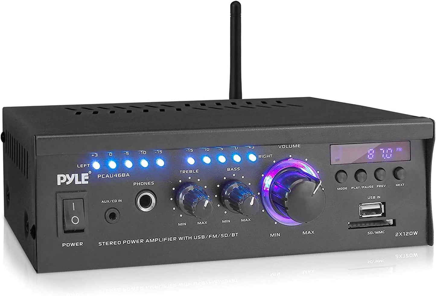 Pyle Wireless Bluetooth Home Stereo Amplifier with Remote Control
