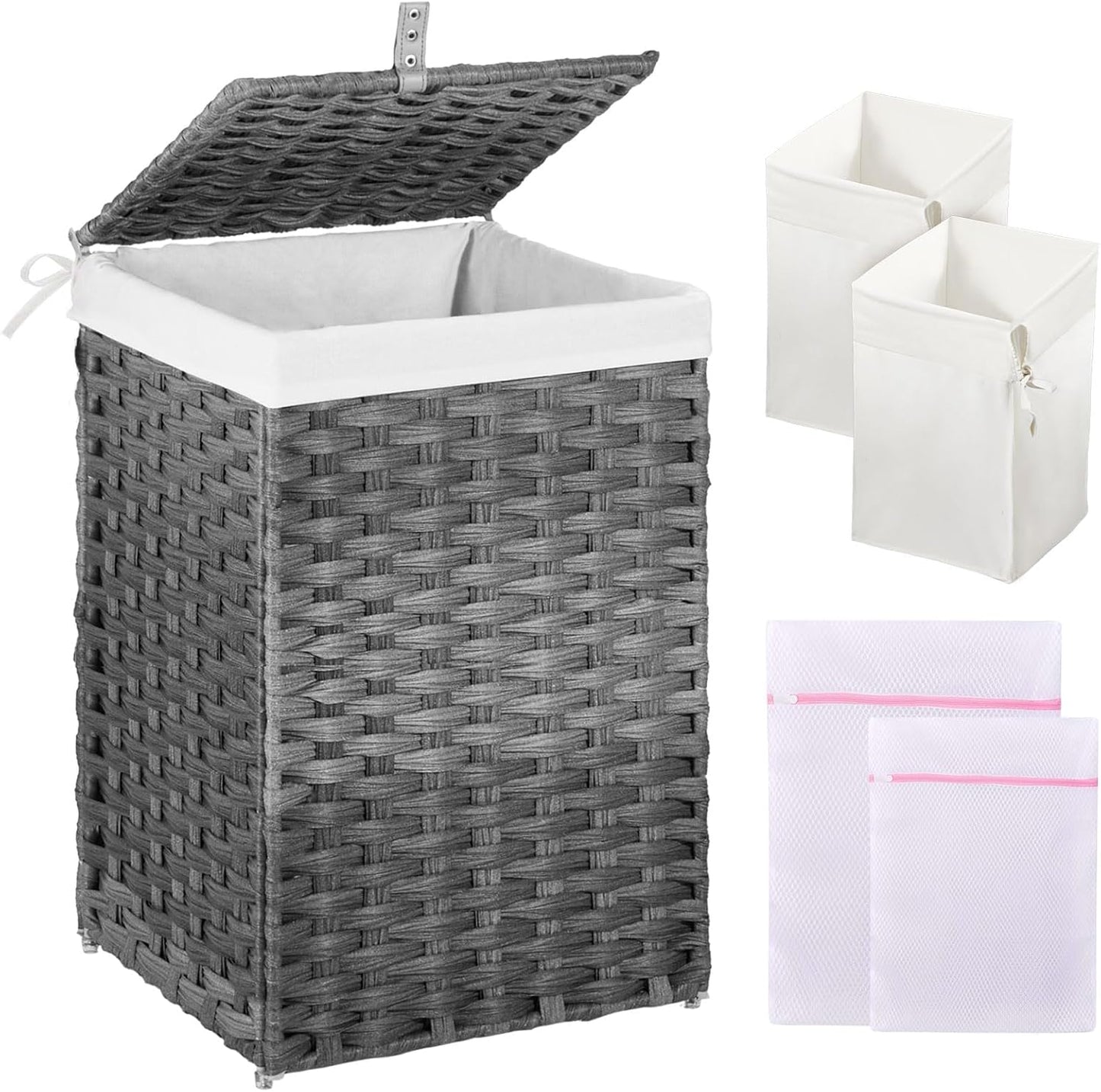Greenstell 60L Laundry Hamper with Lid and Removable Bags